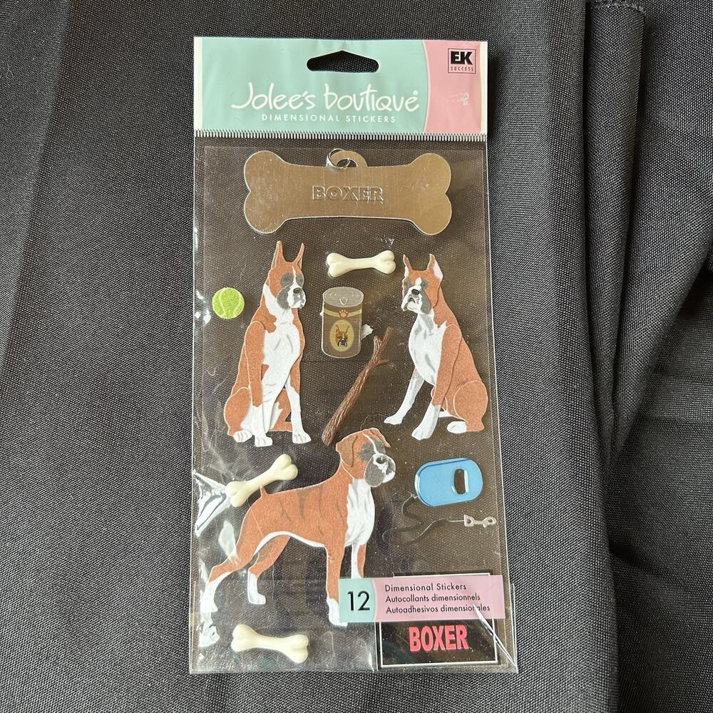 NEW Jolee's Boutique Boxer Dog Dimensional Sticker Pack RETIRED EK Success